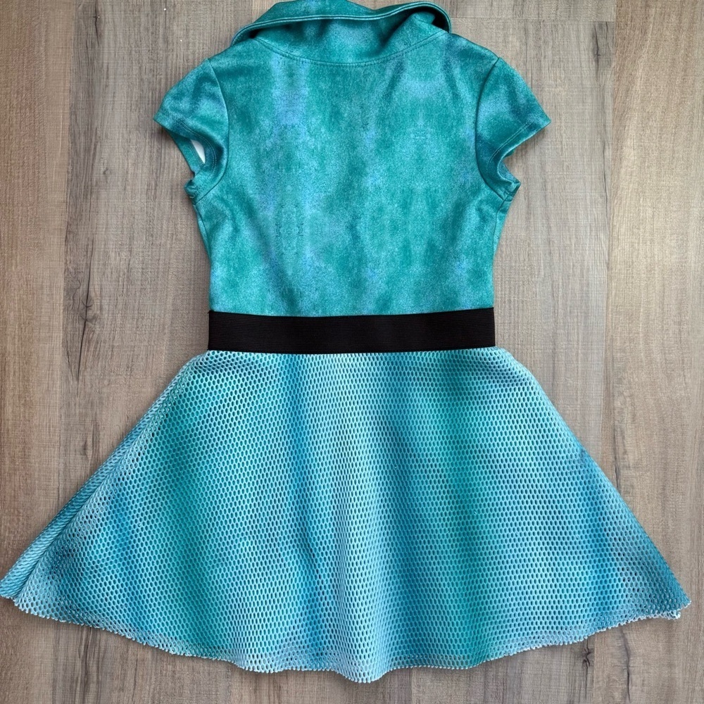 Disney Descendants 3 Teal and Black Kids Costume Size S 6 Mesh Dress - Picture 6 of 8